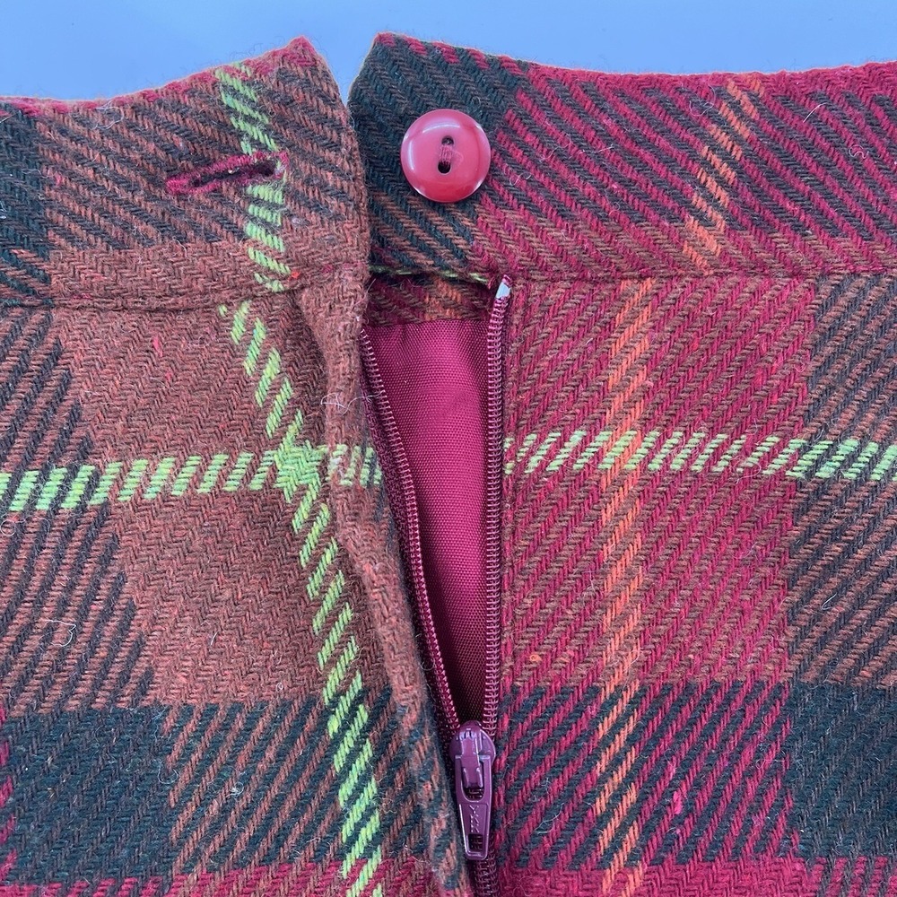 Y2K Hillard Hanson Plaid Pencil Mini Skirt Academia Womens 6 Red 90s Schoolgirl - Picture 5 of 12